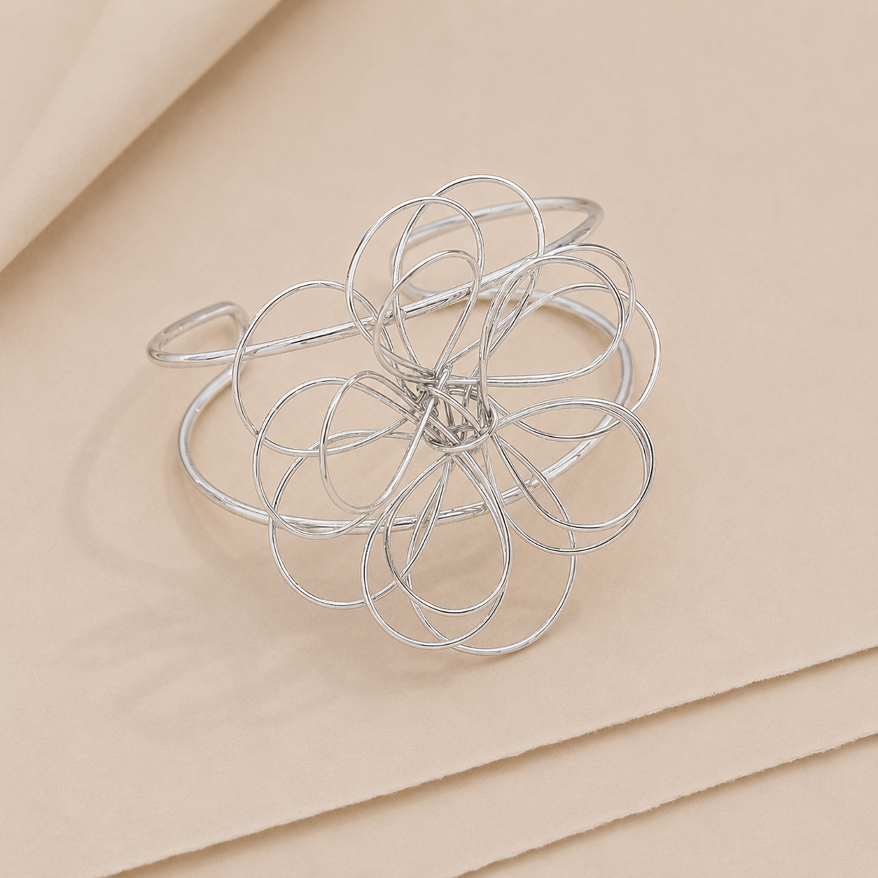 Sculptural Flower Cuff Bracelet