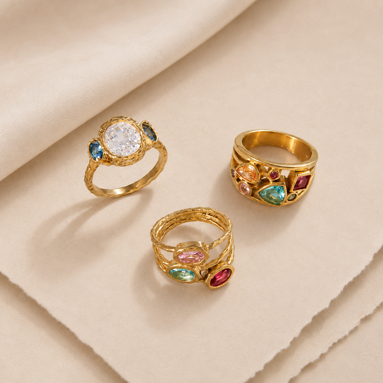 Mixed-Cut Gem Ring