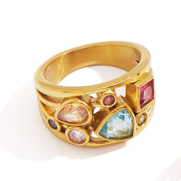 Mixed-Cut Gem Ring