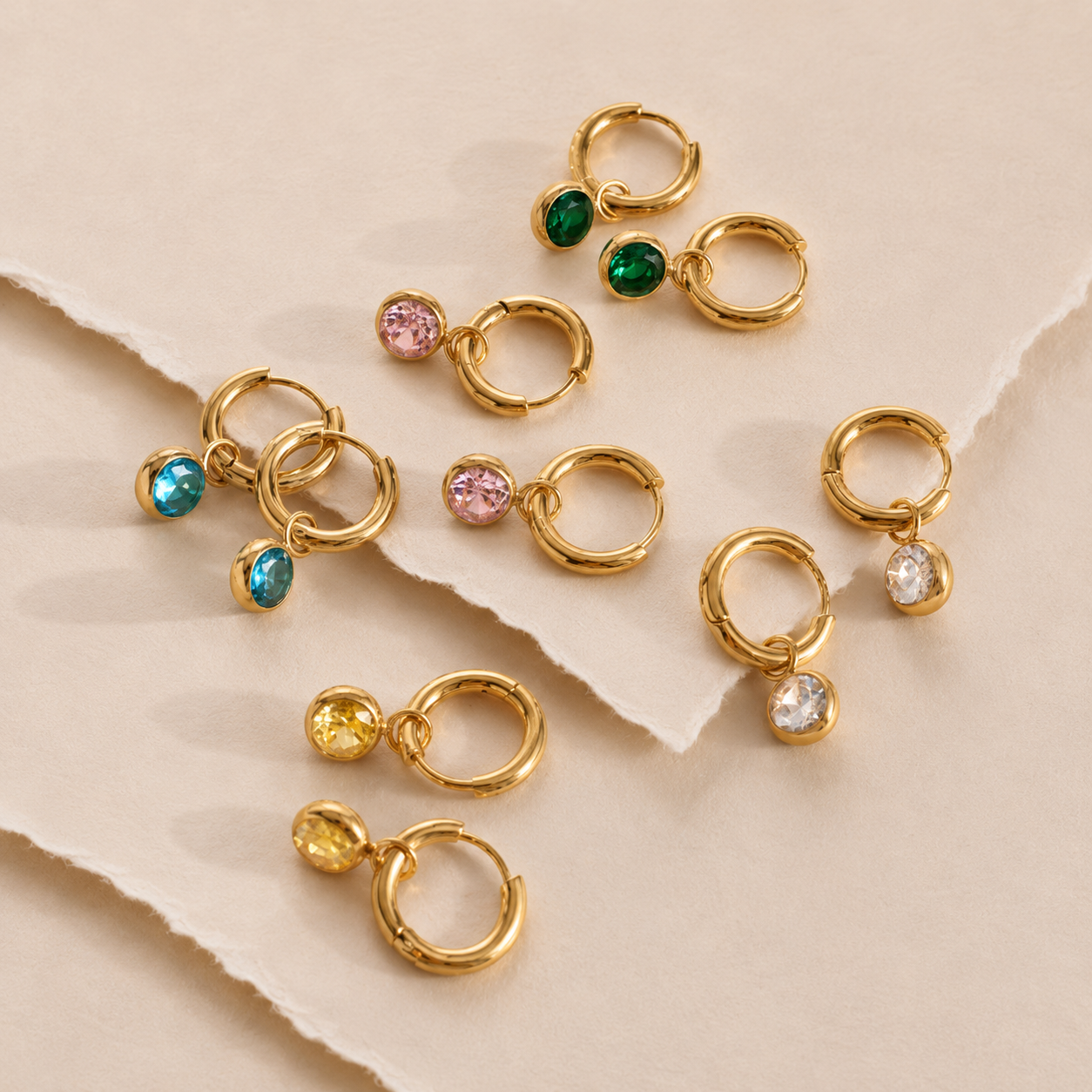 Gem Drop Hoop Earrings