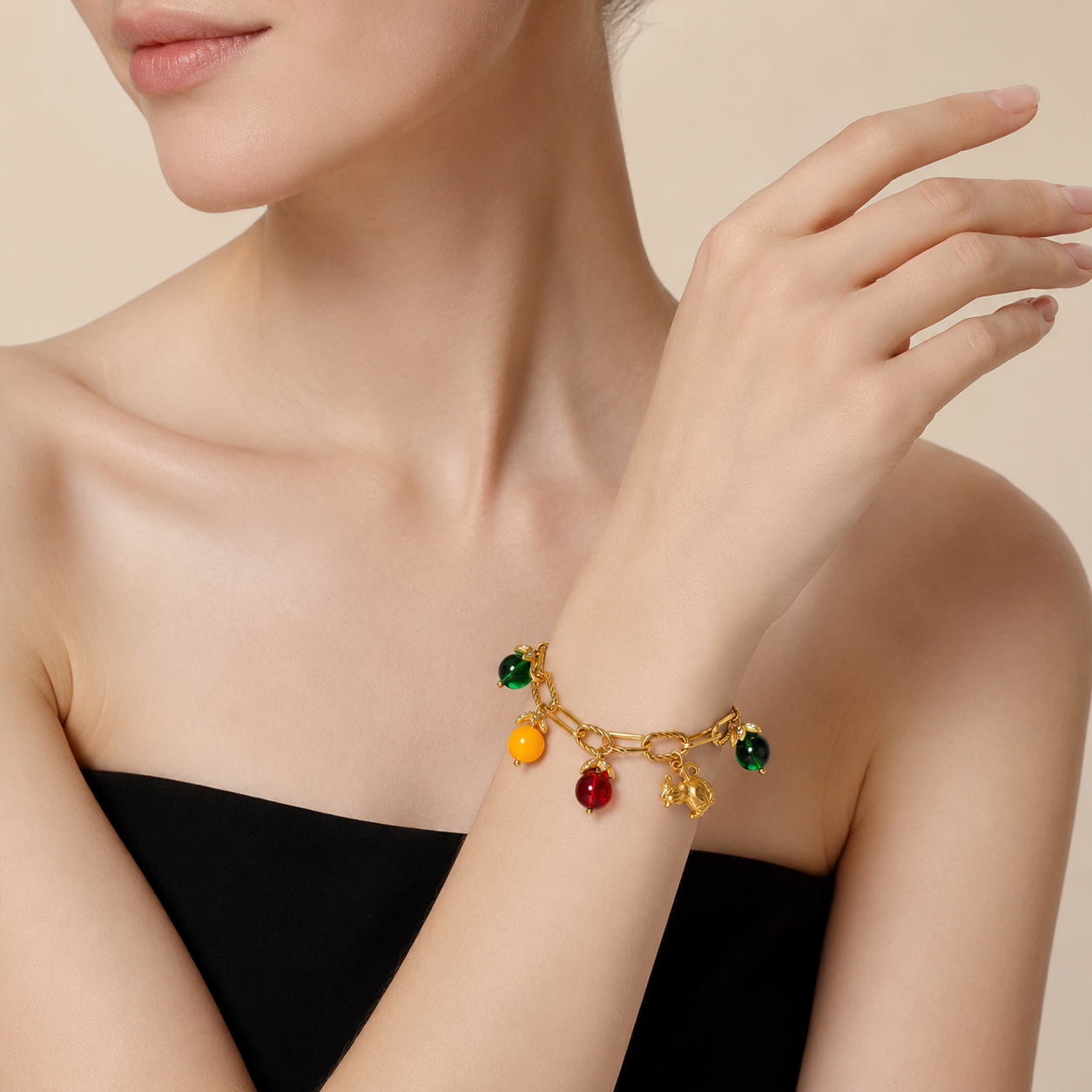Squirrel & Fruit Charm Bracelet