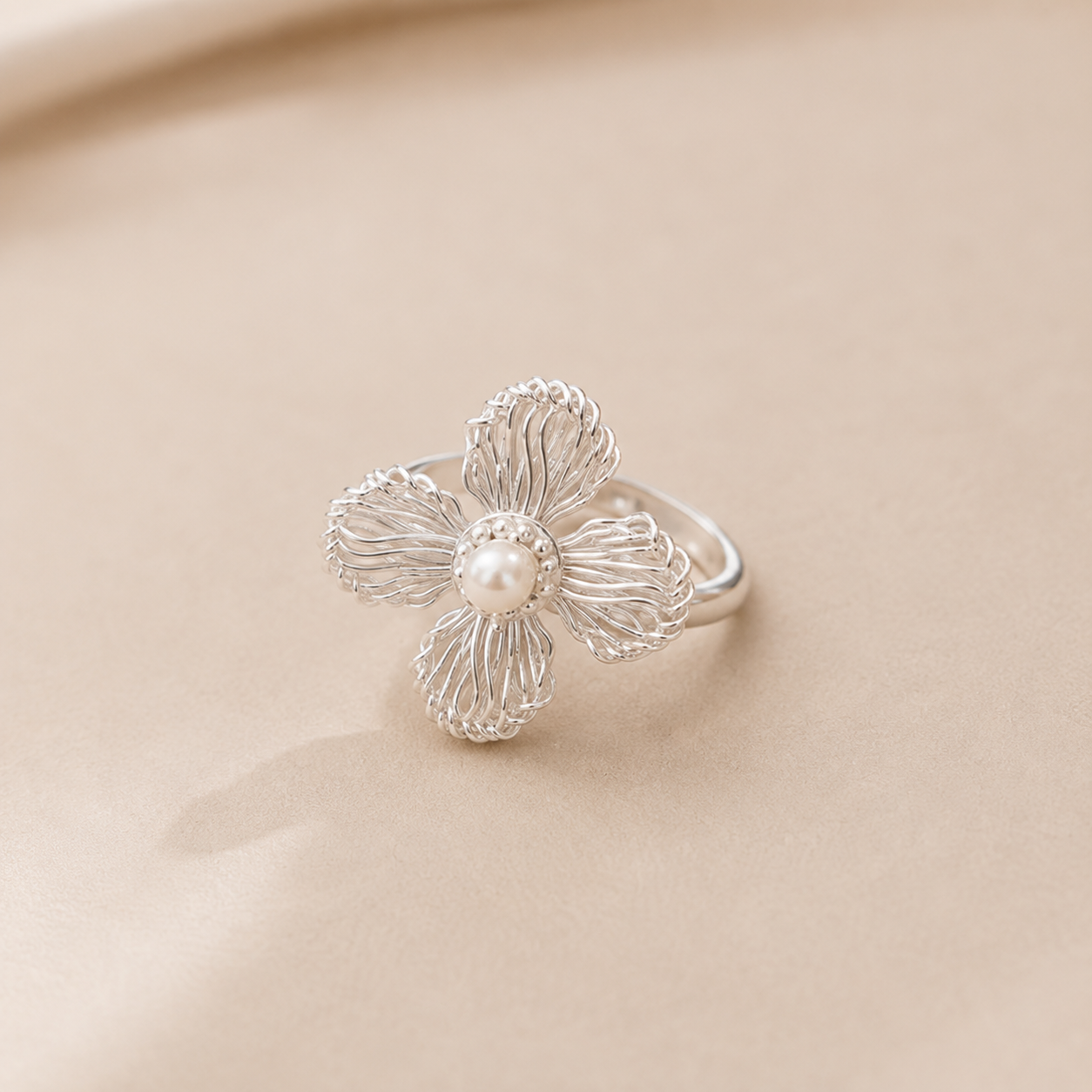 Textured Floral Statement Ring