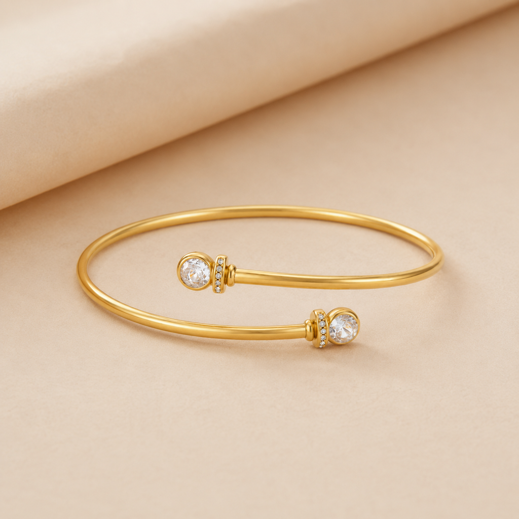 Gem Accent Open Cuff Bangle