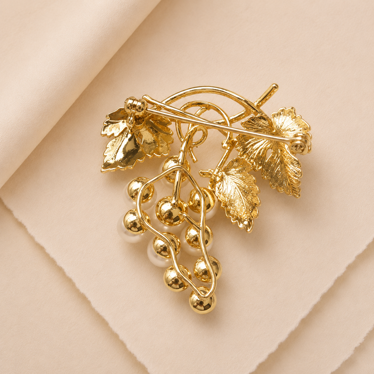 Grape Cluster Leaf Brooch