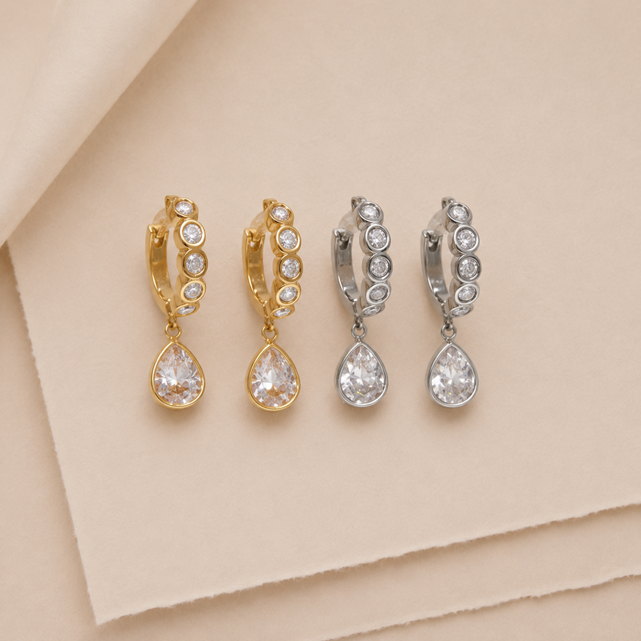 Teardrop Charm Hoop Earrings