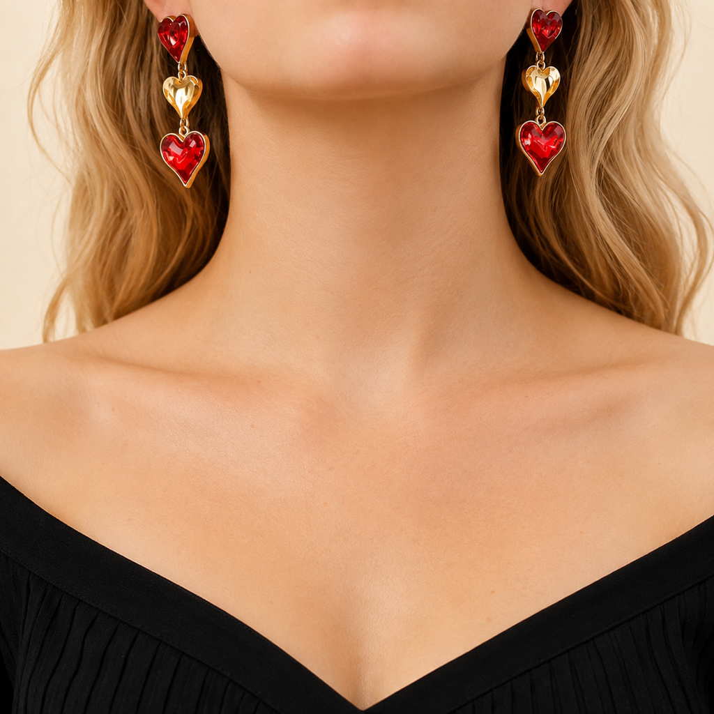 Heart Drop Statement Earrings