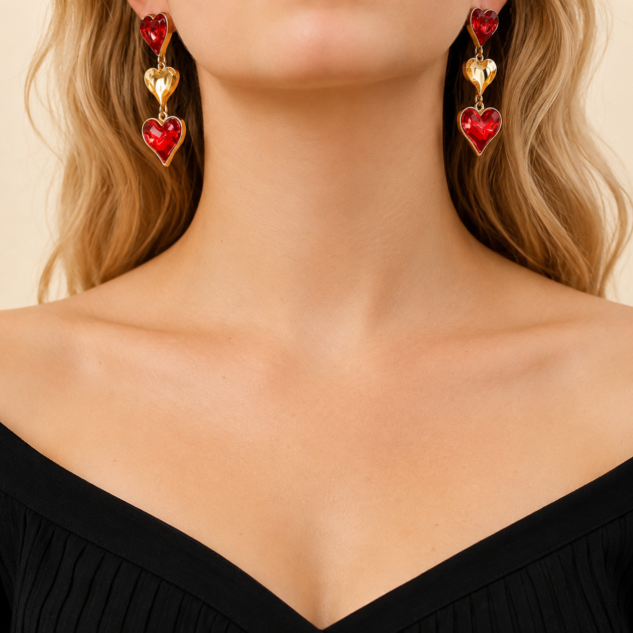 Heart Drop Statement Earrings