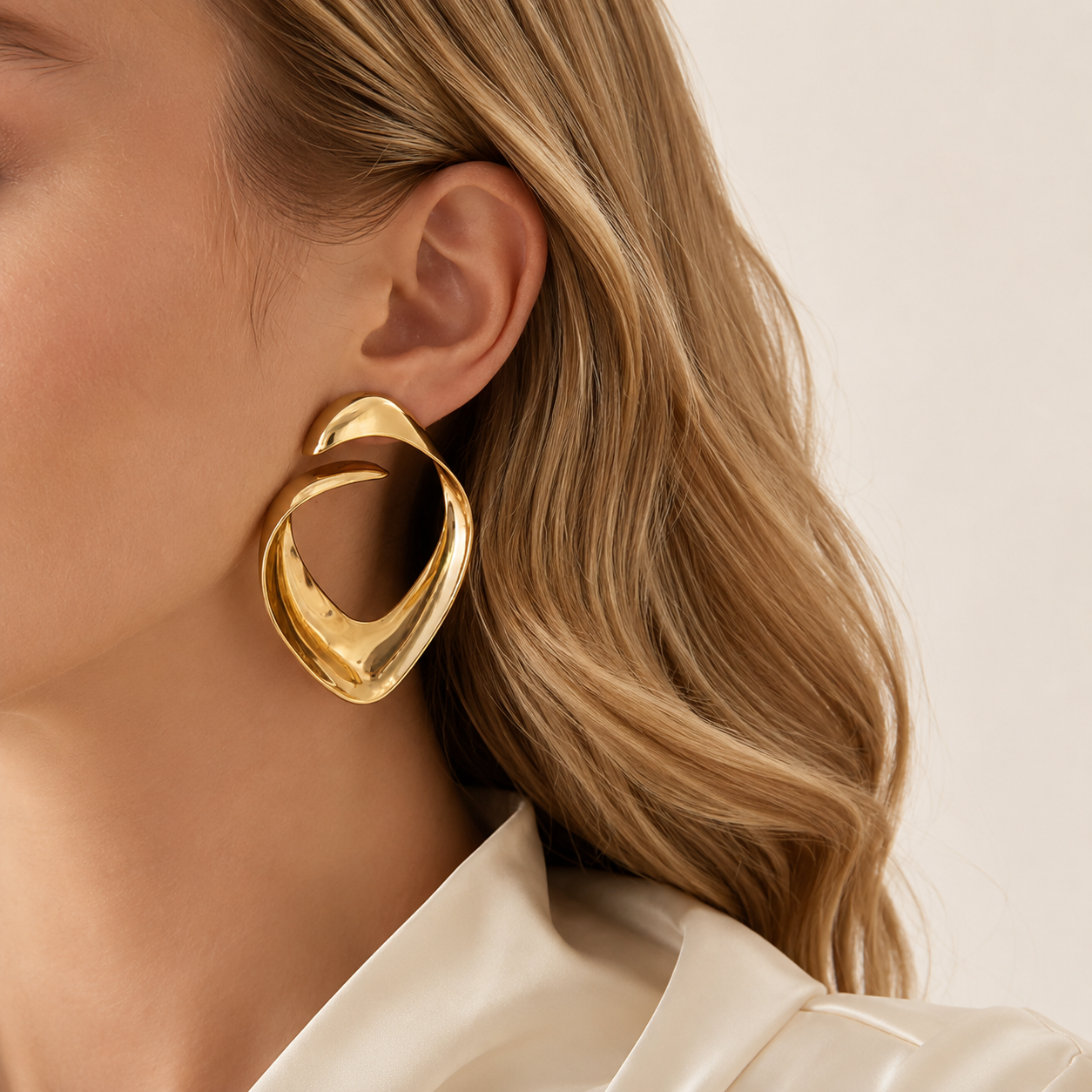 Sculptural Open Hoop Earrings