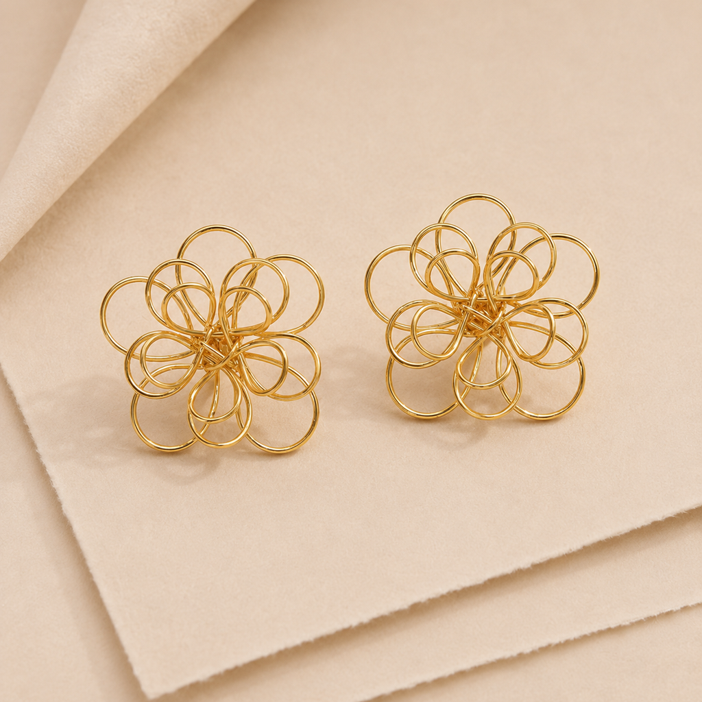 Looped Flower Stud Earrings