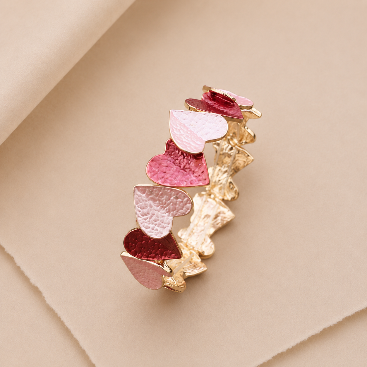 Hammered Heart Stretch Bracelet