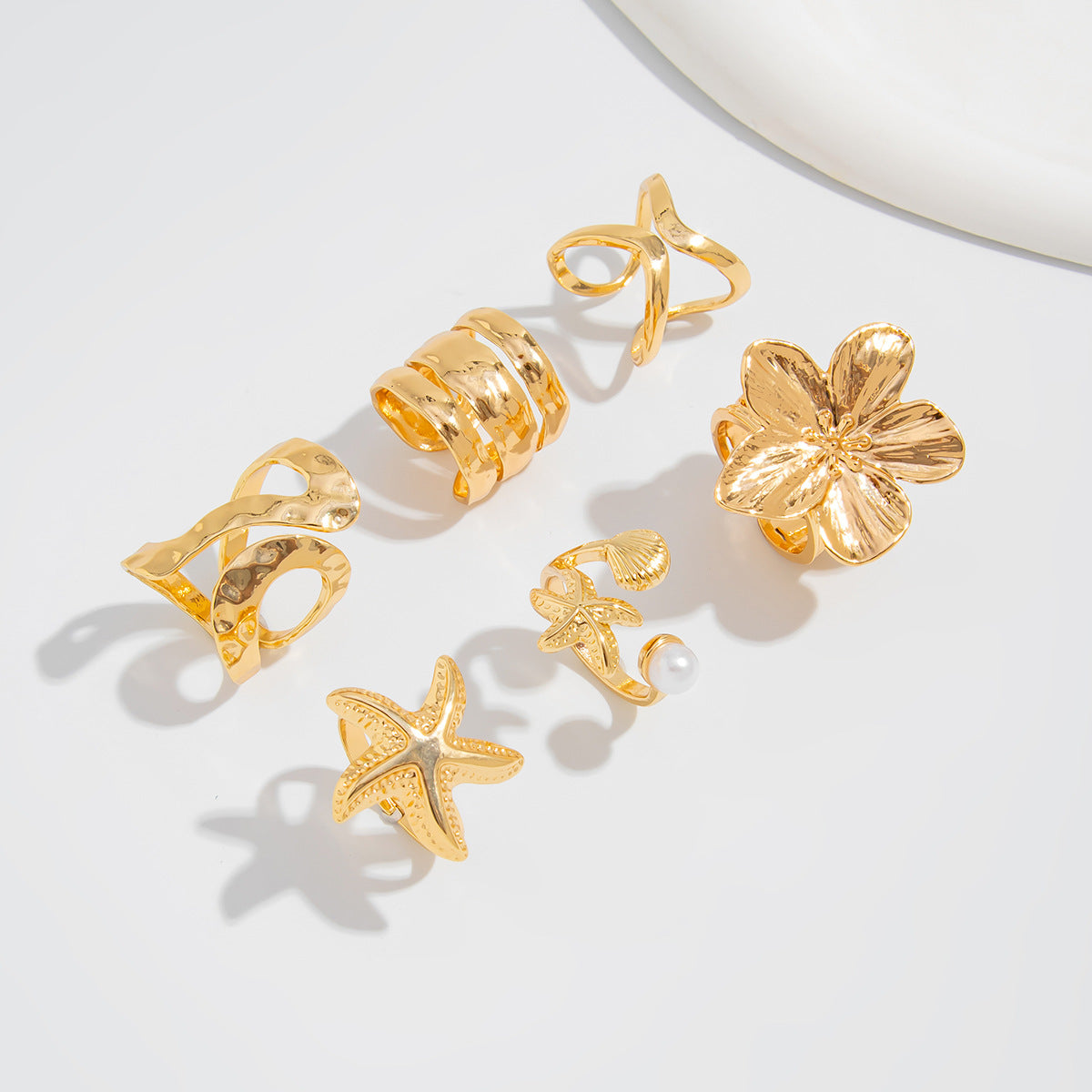 Coastal Floral Statement Ring Set