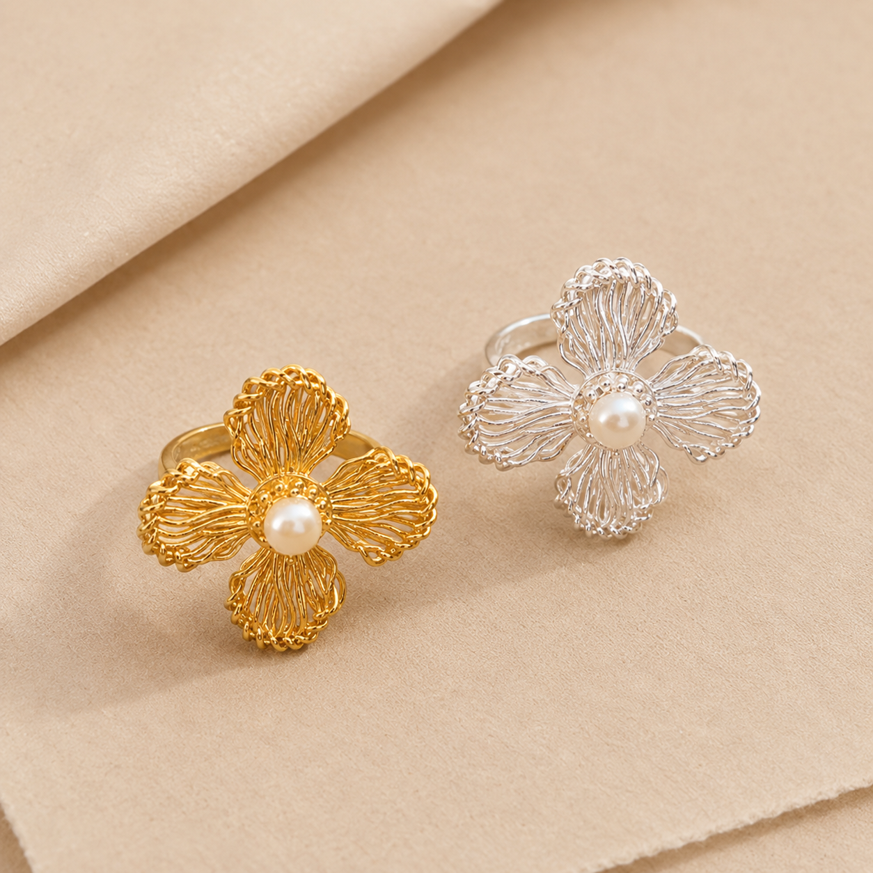 Textured Floral Statement Ring