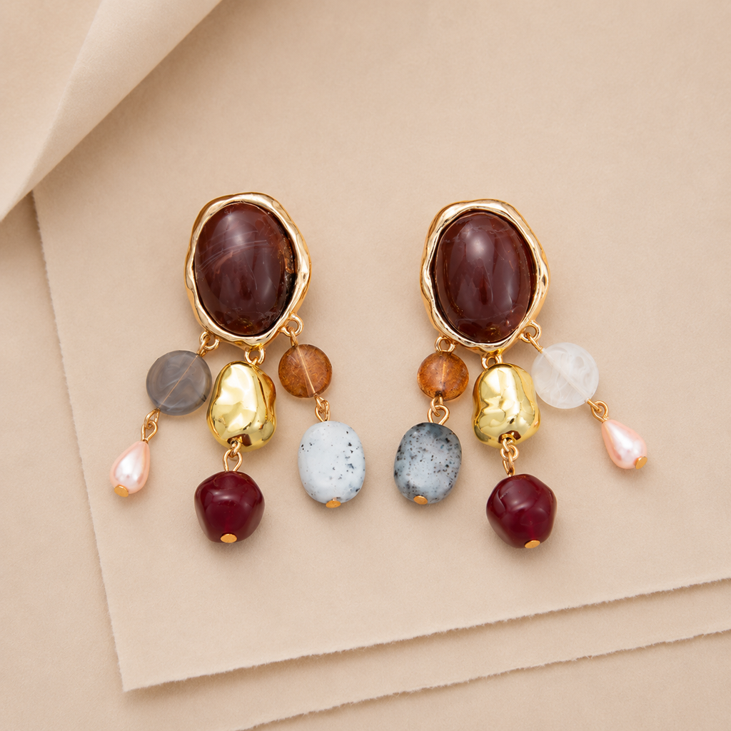 Multi-Charm Drop Earrings