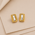 Rectangular Gem Statement Earrings