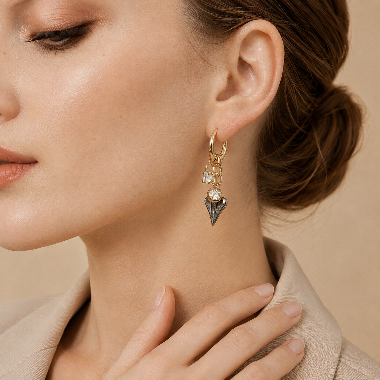 Spike Charm Hoop Earrings