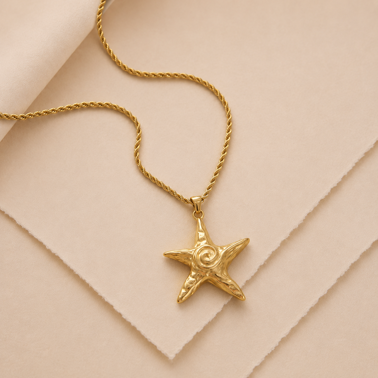 Textured Starfish Pendant Necklace