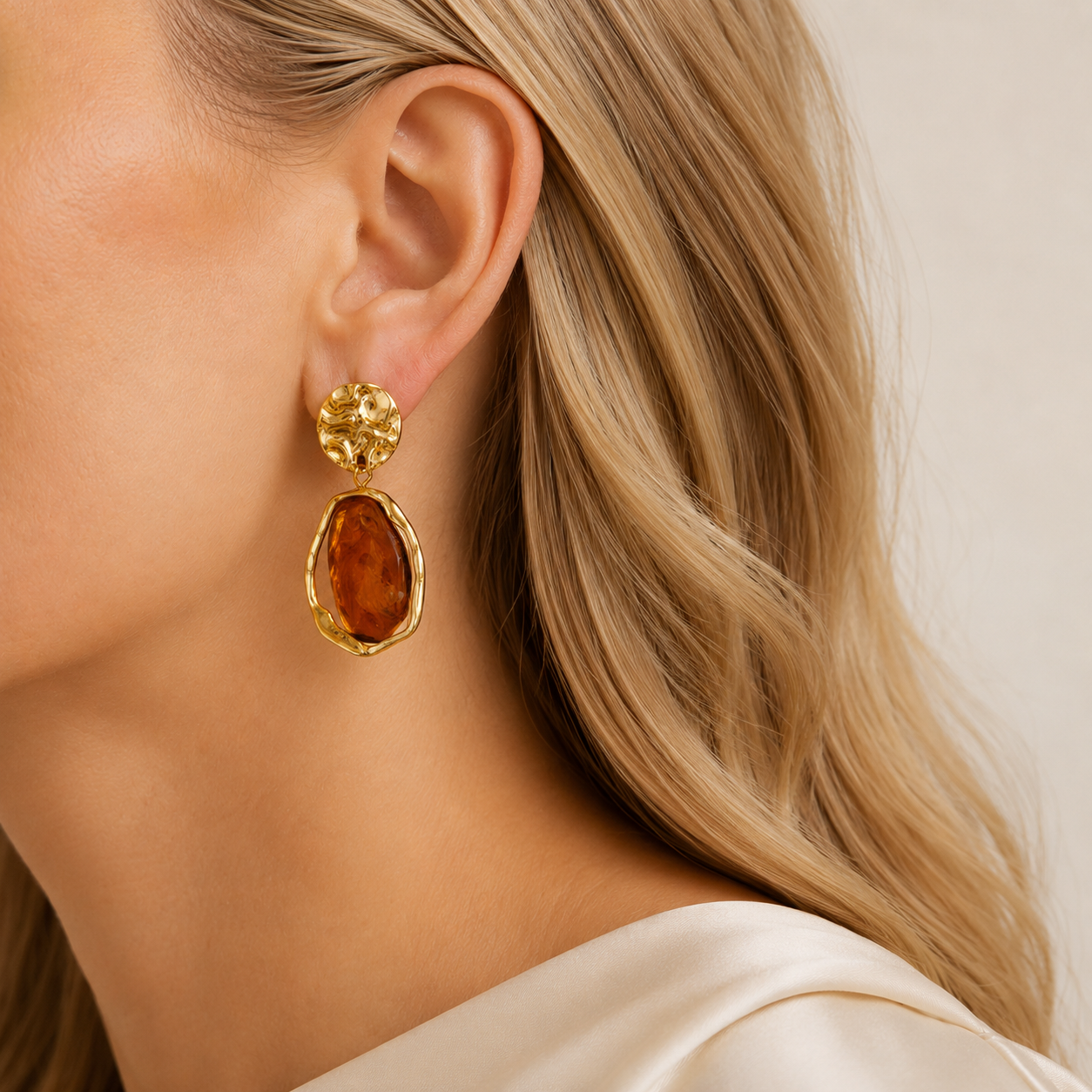 Sculptural Stone Drop Earrings