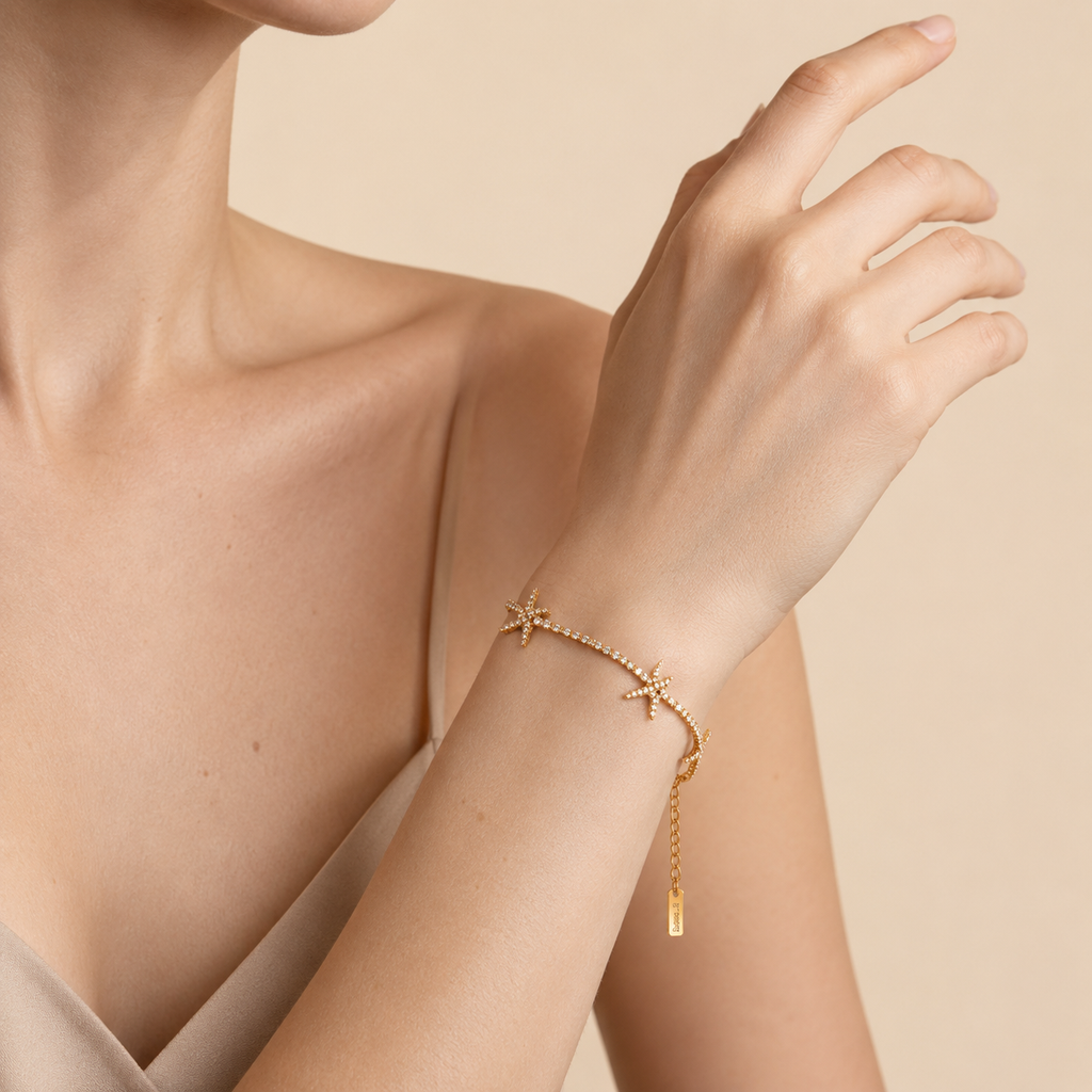 Starfish Rhinestone Chain Bracelet