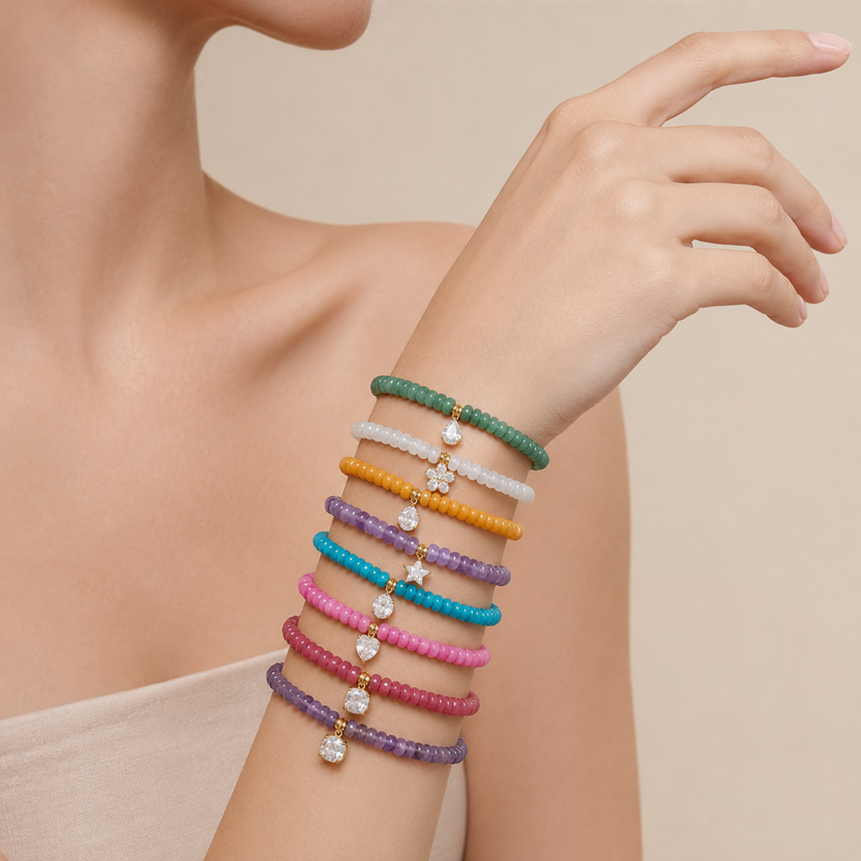 Playful Beaded Charm Bracelet