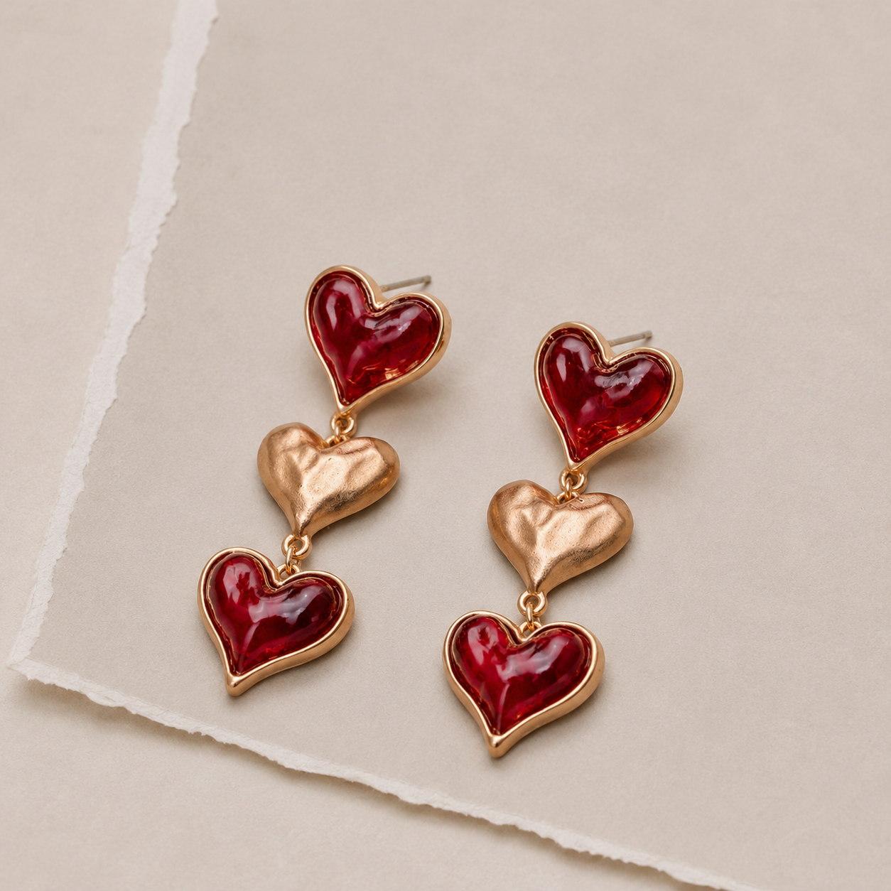 Heart Drop Statement Earrings