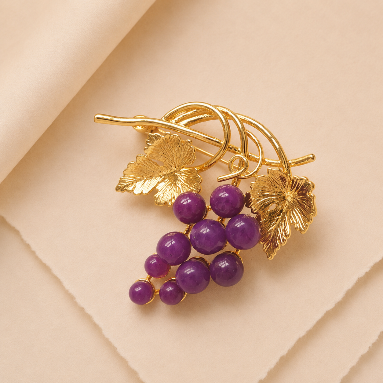 Grape Cluster Leaf Brooch