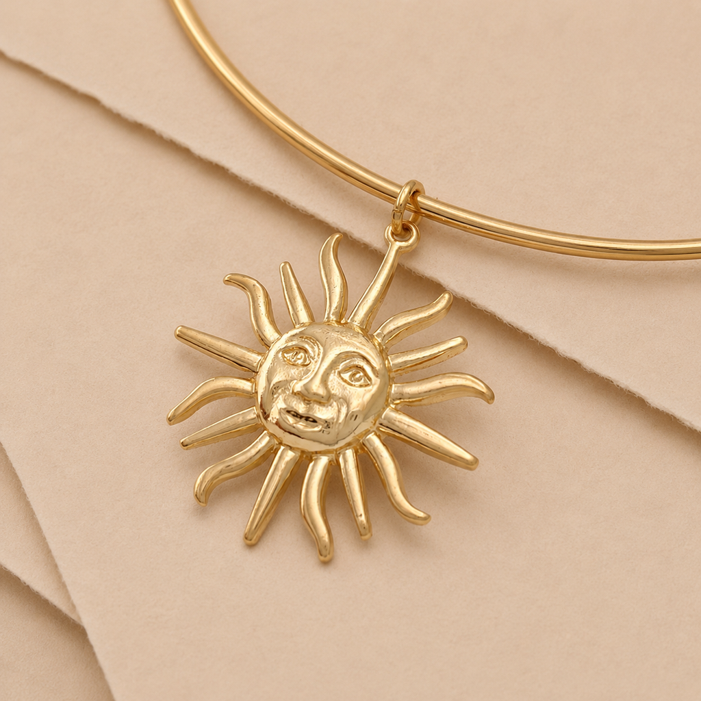 Sun Face Pendant Collar Necklace