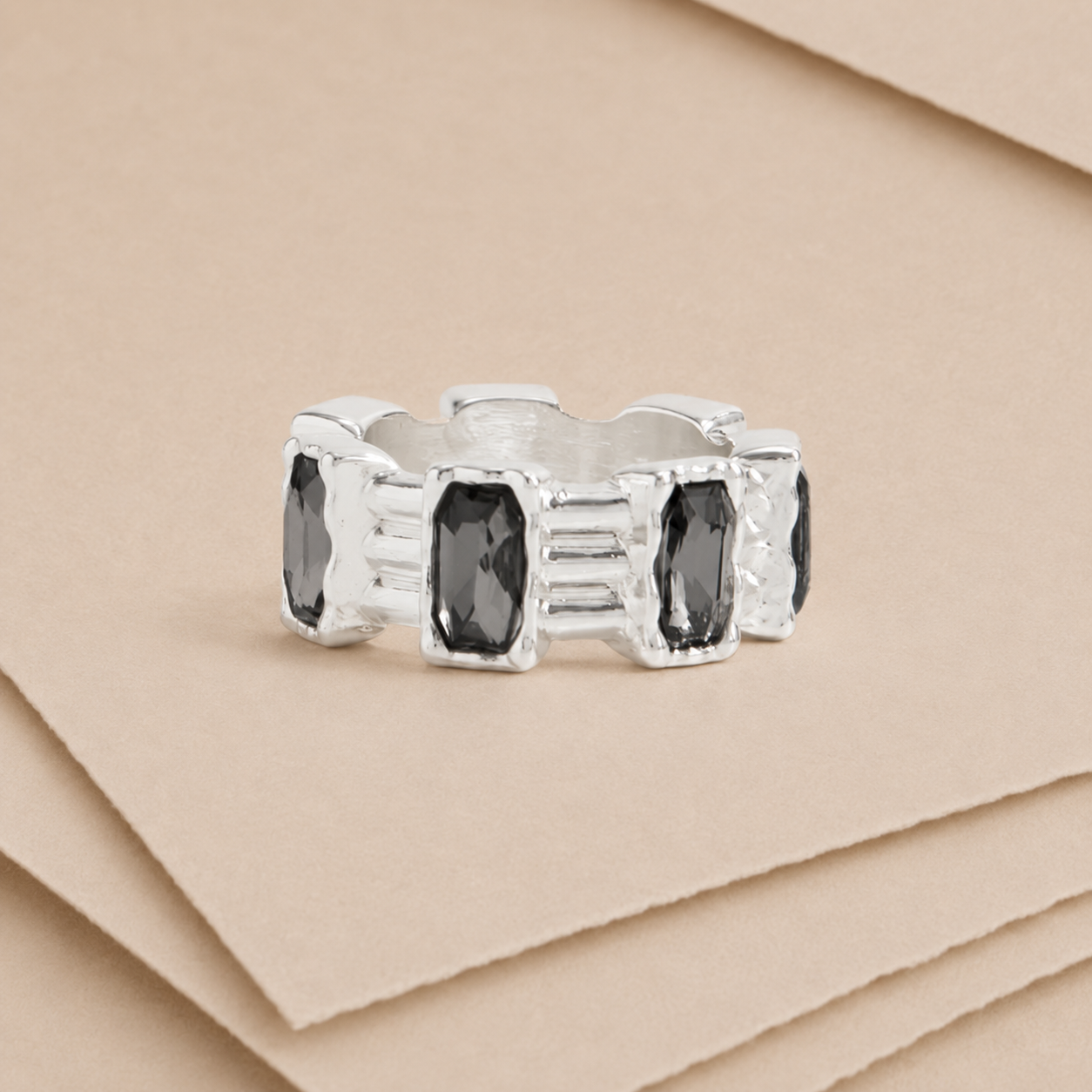 Geometric Gem Band Ring