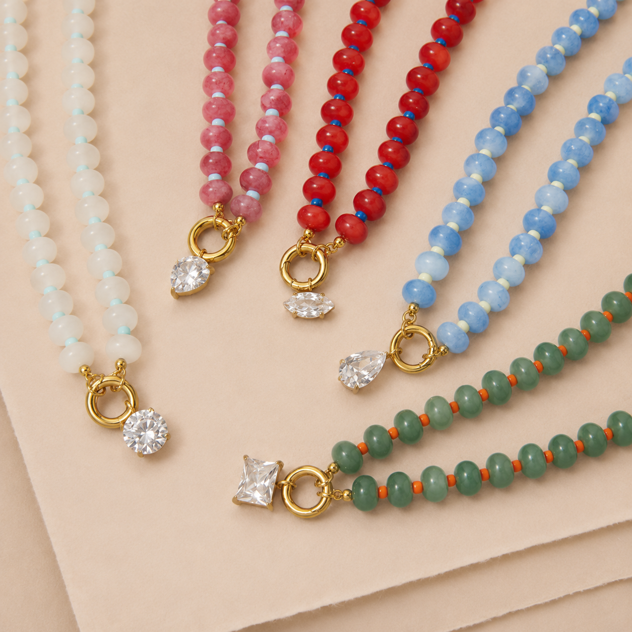 Multi-Strand Beaded Charm Necklace