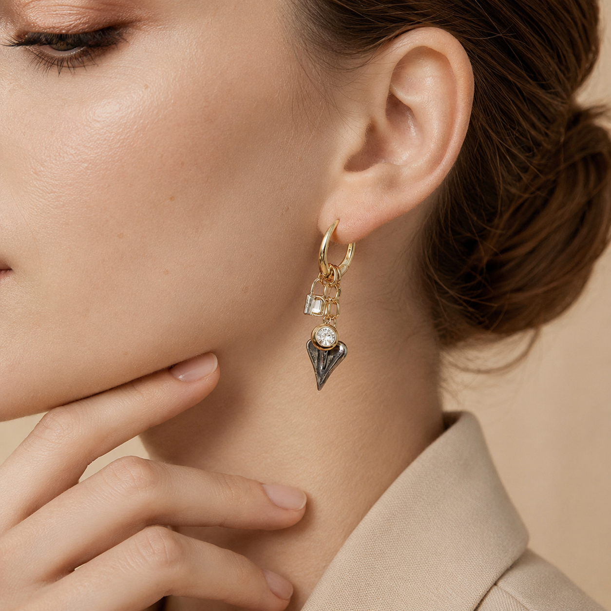 Spike Charm Hoop Earrings