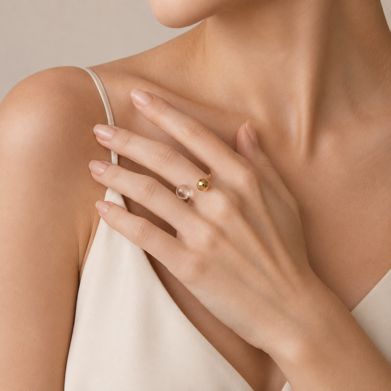 Modern Sphere Open Ring