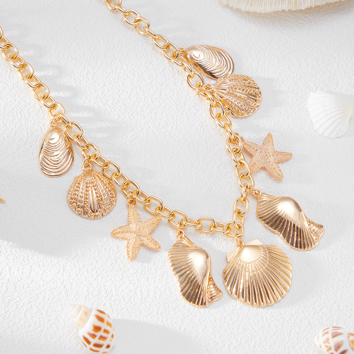 Seashell & Starfish Charm Necklace