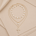 Layered Cross Pendant Necklace Set