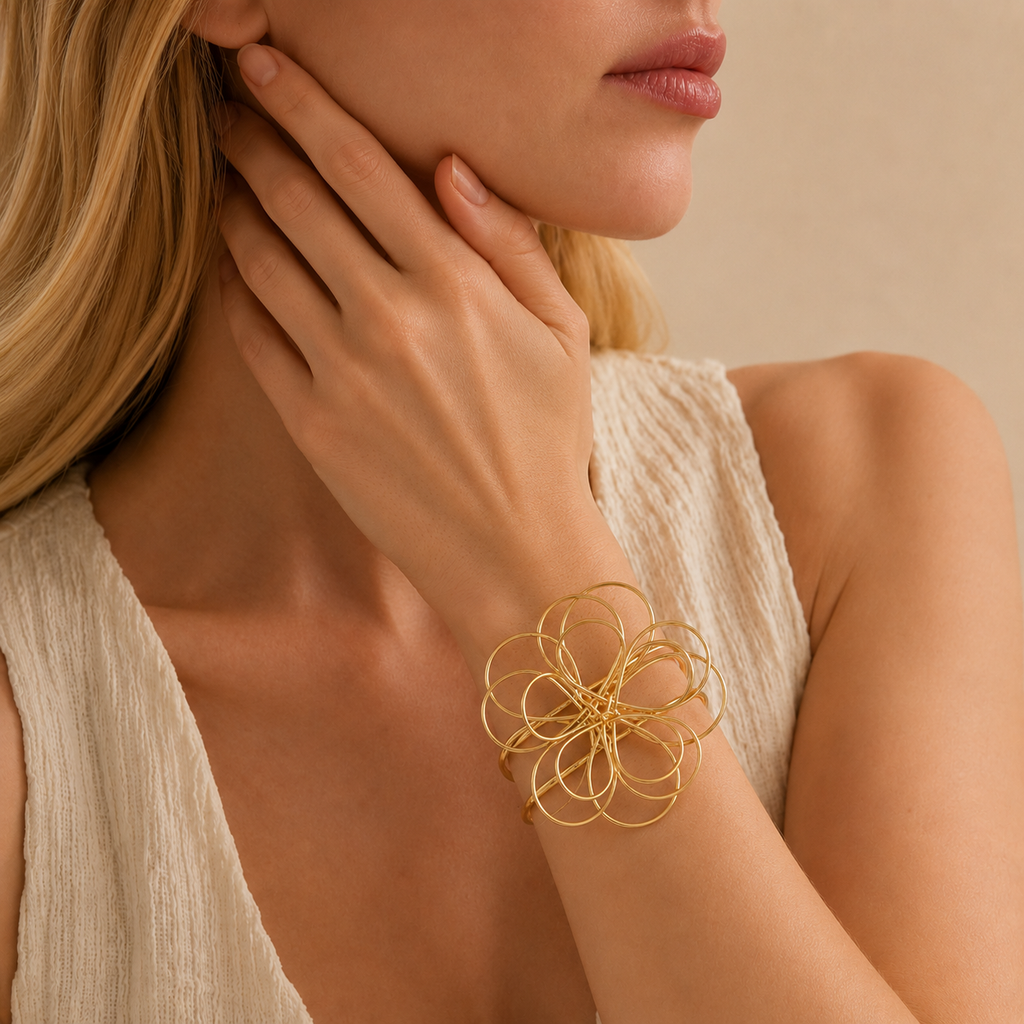 Sculptural Flower Cuff Bracelet