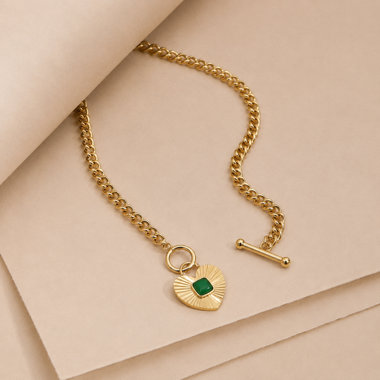 Heart Pendant Toggle Chain Necklace