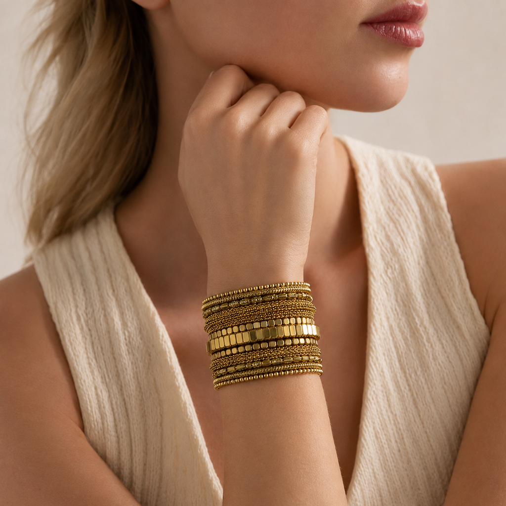 Layered Bead Bracelet Stack