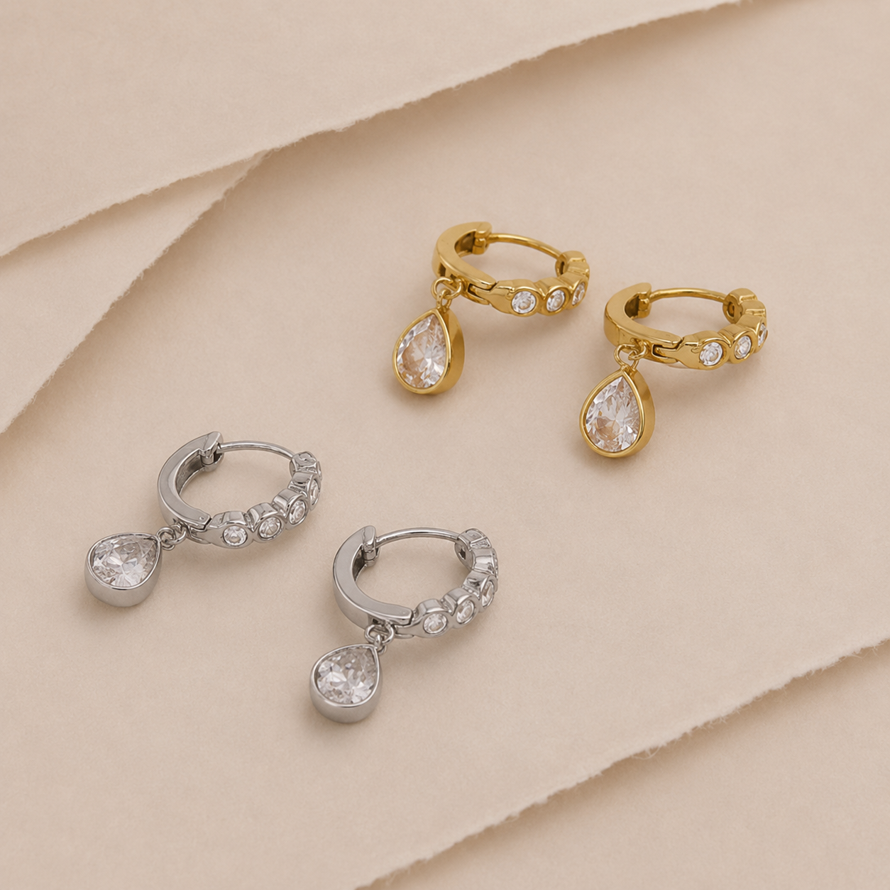 Teardrop Charm Hoop Earrings