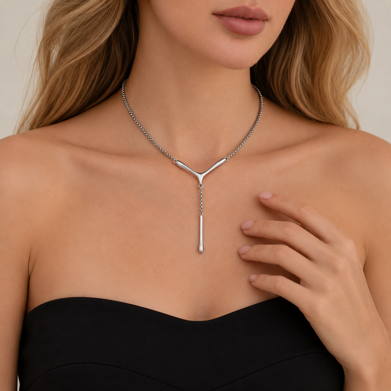 Sculptural V-Drop Necklace