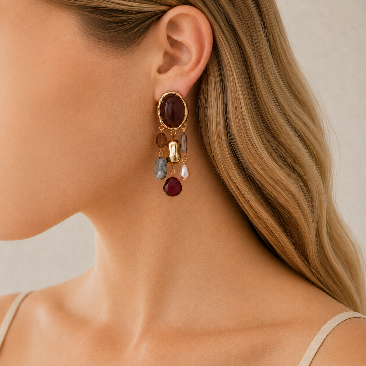 Multi-Charm Drop Earrings