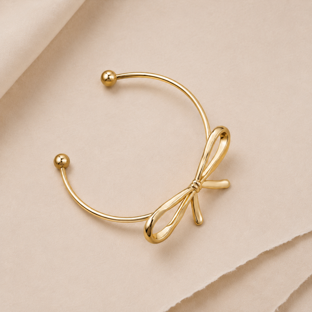Bow Accent Open Cuff Bracelet