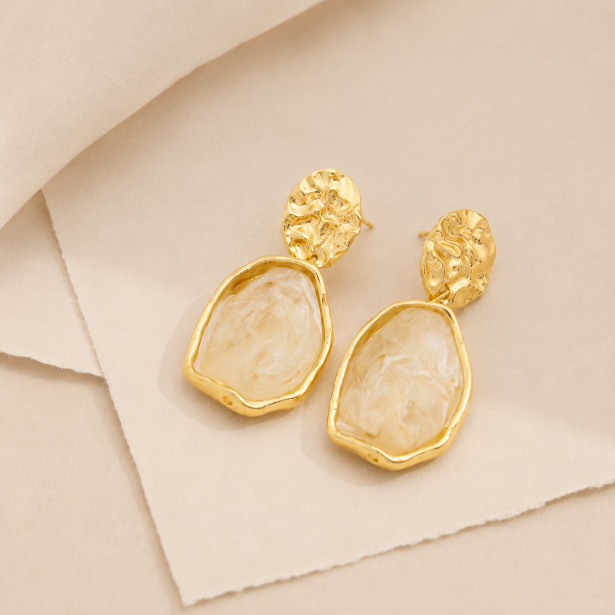 Sculptural Stone Drop Earrings