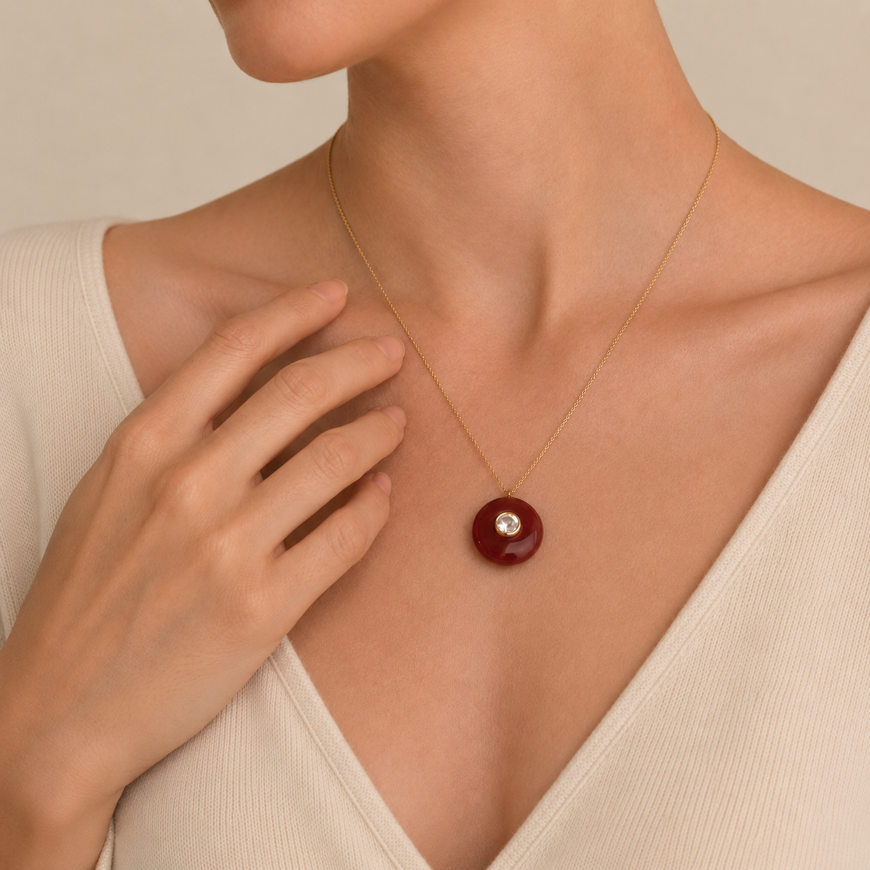 Layered Stone Pendant Necklace