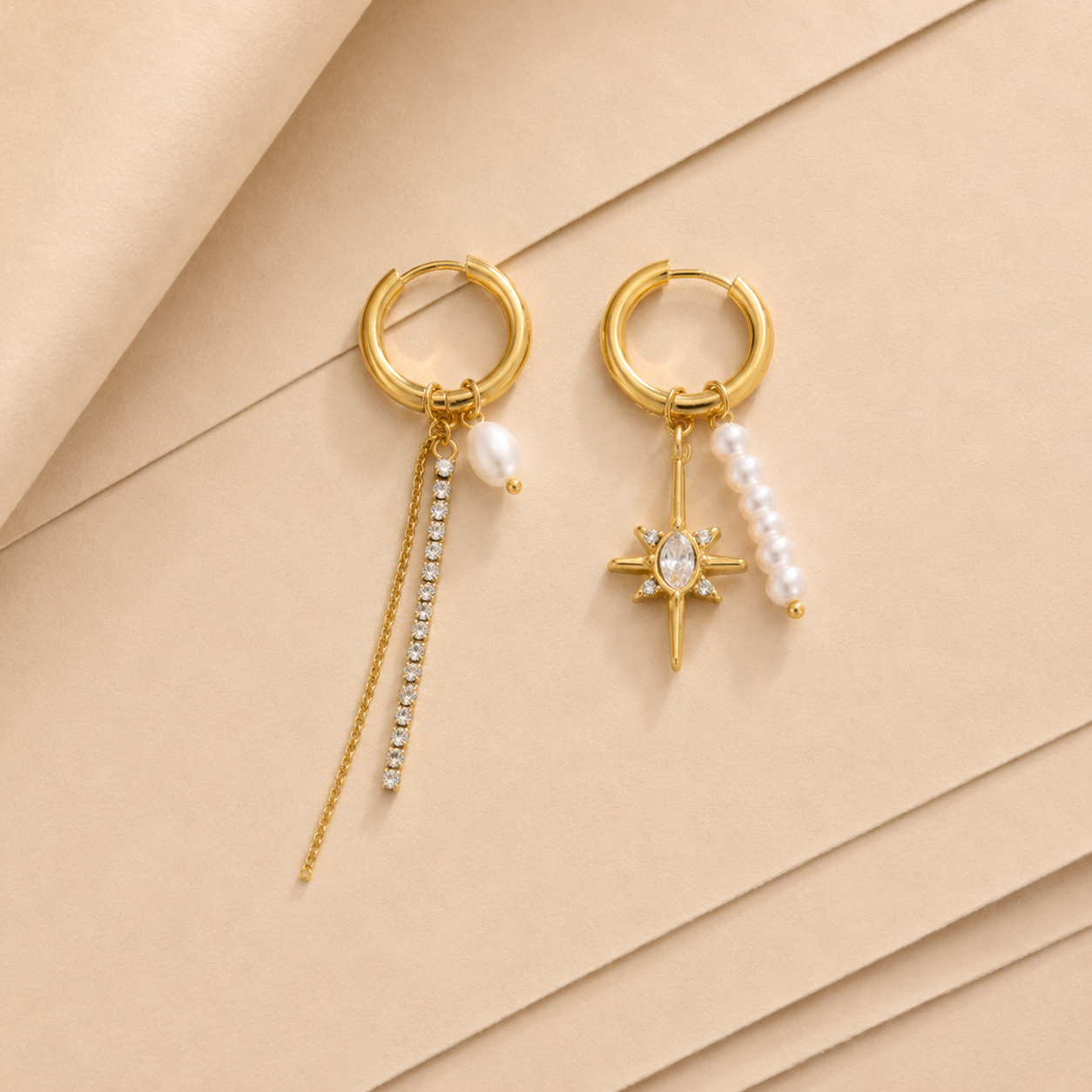 Asymmetric Charm Hoop Earrings