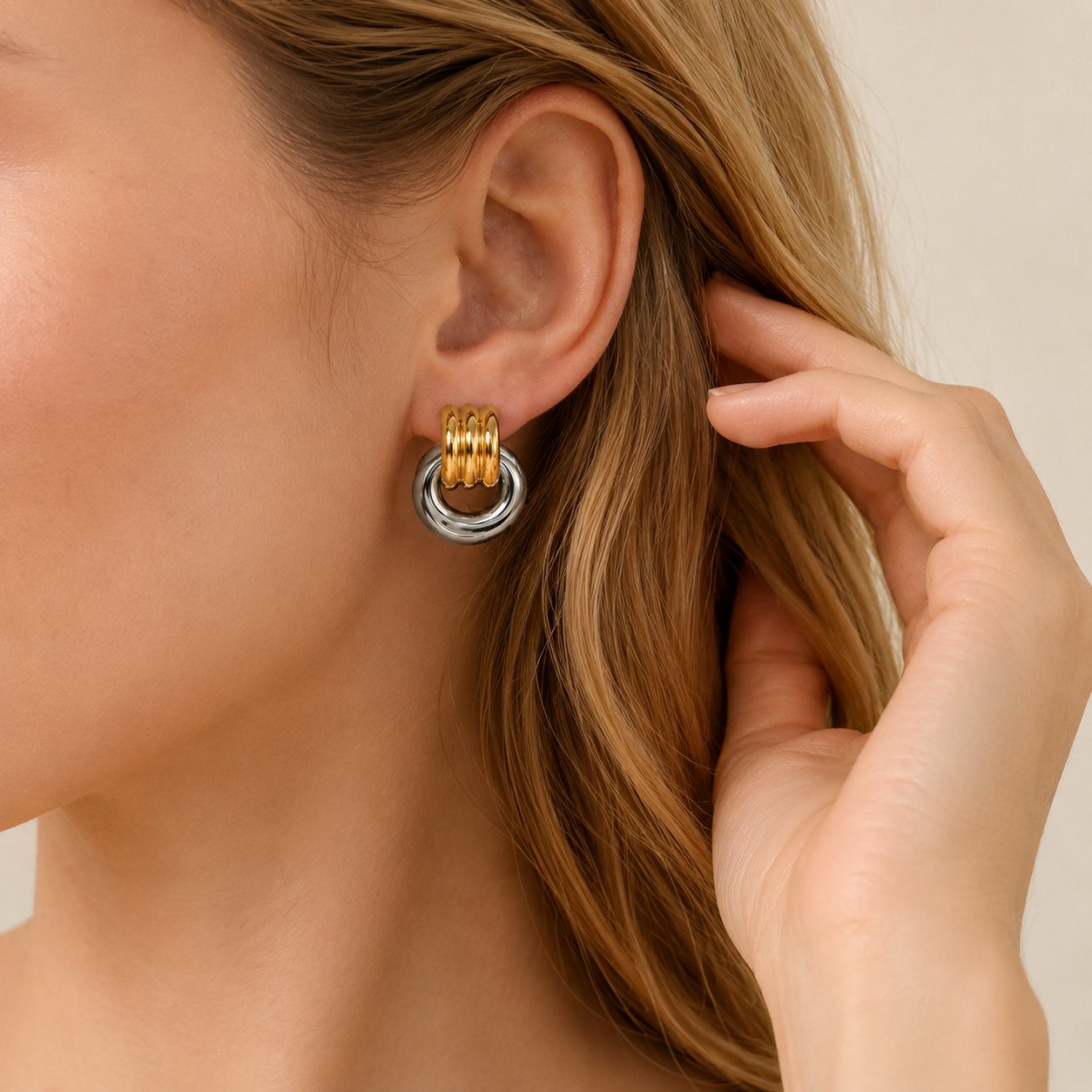 Interlock Hoop Statement Earrings
